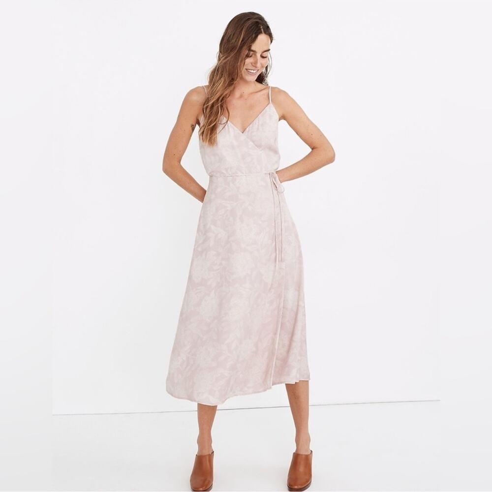 Madewell Crepe Cami Wrap Dress in Pindot Blooms style A0289